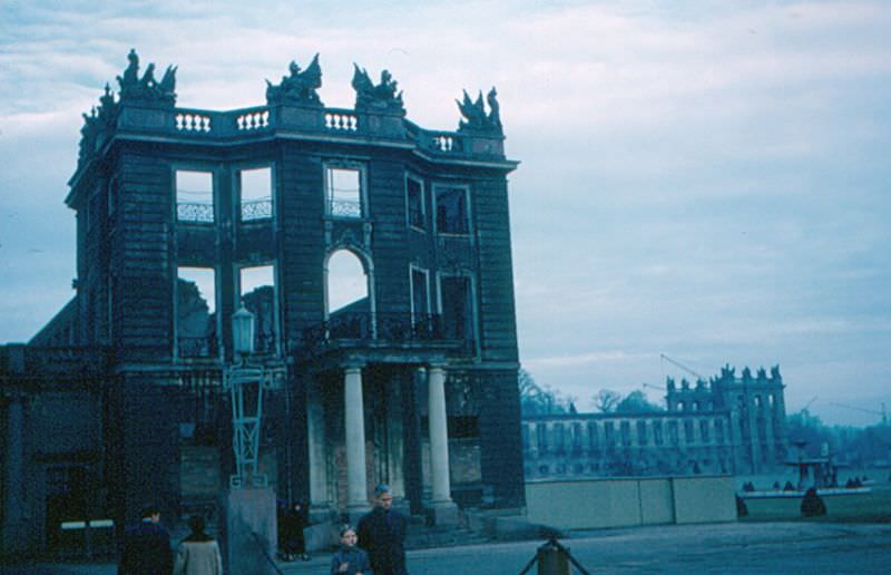Schloss (Not yet rebuilt). The two wings of the palace in Karlsruhe had not yet been rebuilt after damage in World War II, Karlsruhe