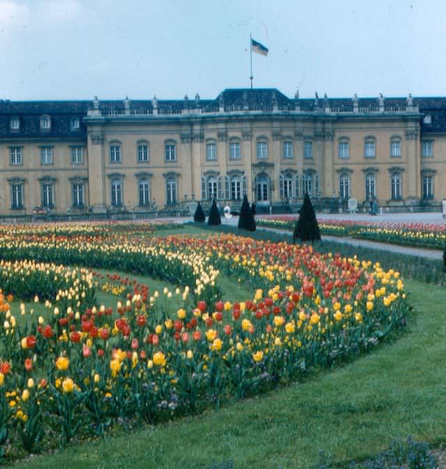 Ludwigsburg, South Garden. Some of the 500,000 tulips at Ludwigsburg Palace
