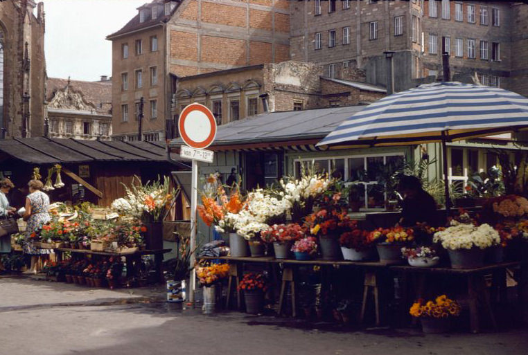 Market by the Marienkapelle, Würzburg, Germany, 1960s