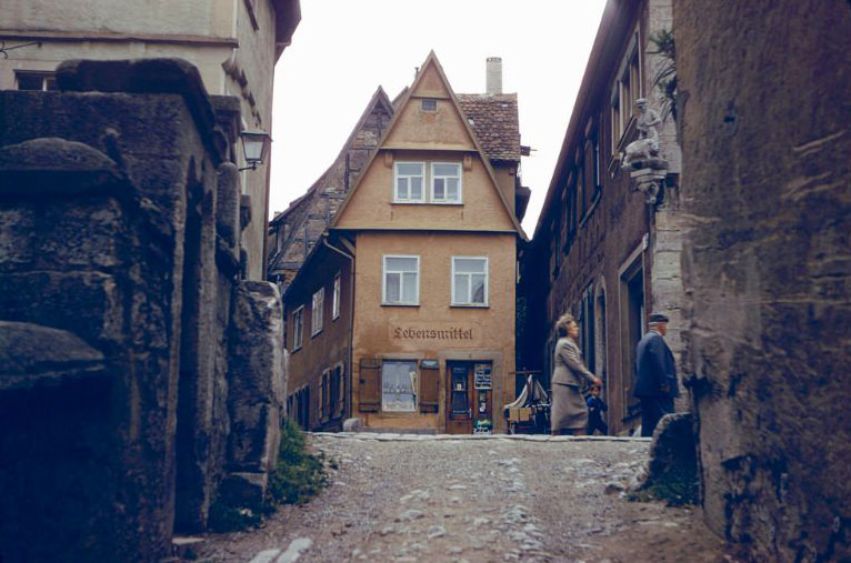 Street scene in Rothenburg ob der Tauber, Germany, 1960s