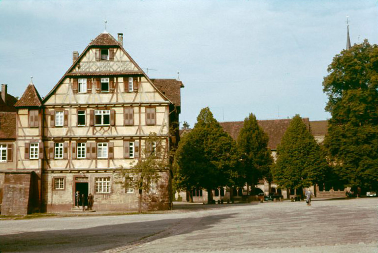 Town square in Maulbronn, Germany, 1960s