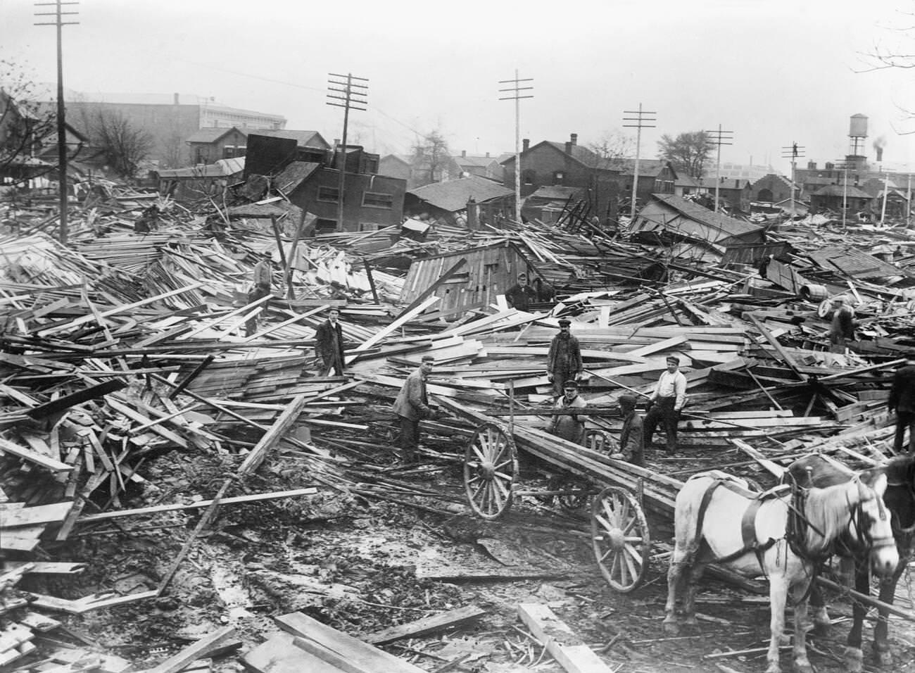 Destruction from the flood in Dayton, Ohio, 1913.