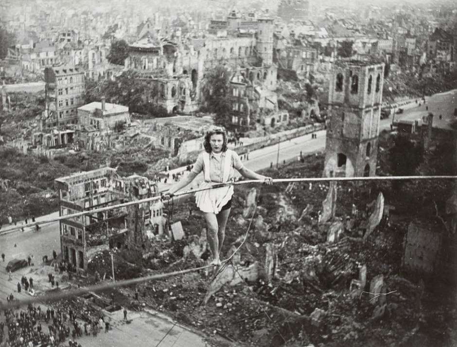 A Balancing Act: High-Wire Circus Artists at Heumarkt, Cologne, 1946