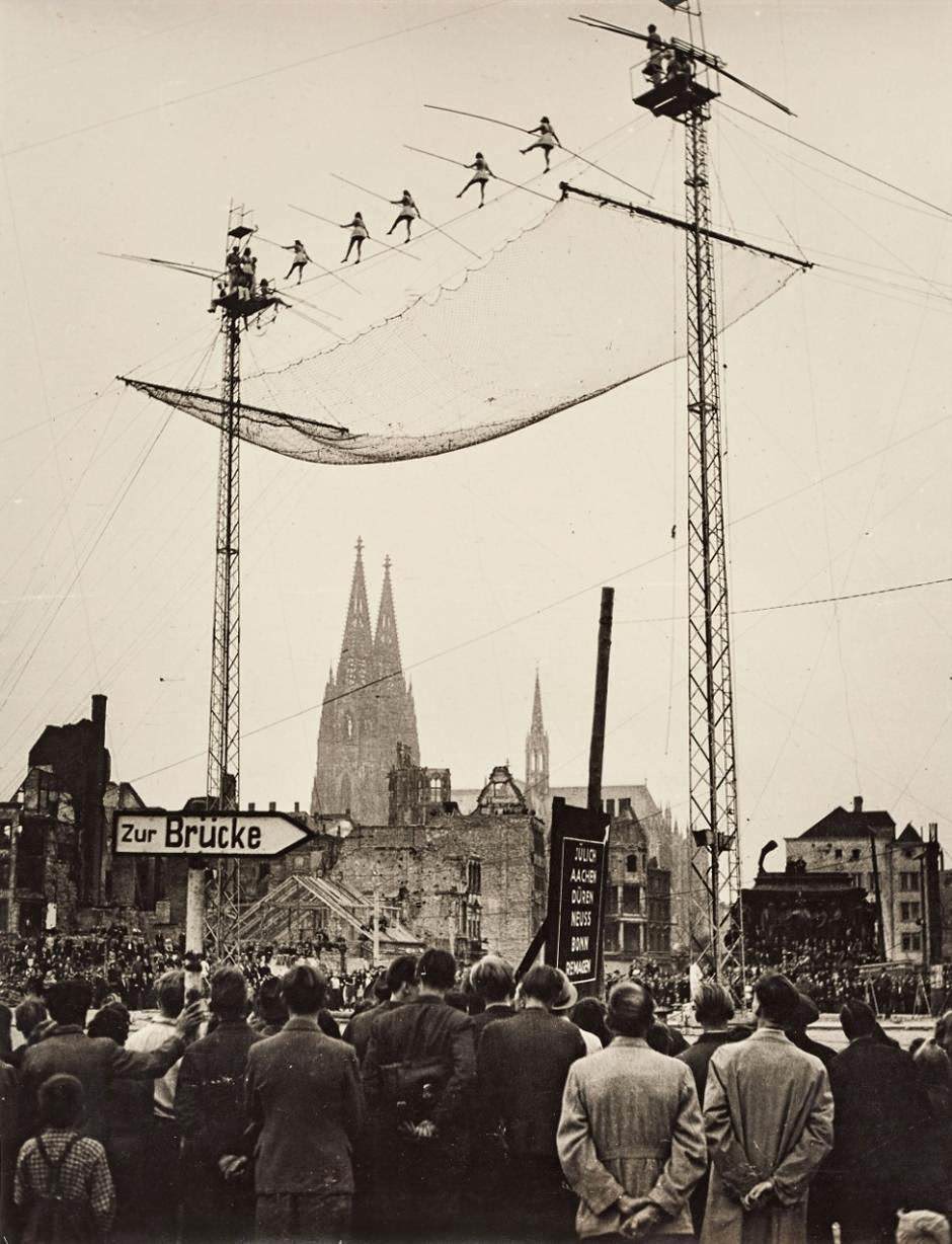 A Balancing Act: High-Wire Circus Artists at Heumarkt, Cologne, 1946