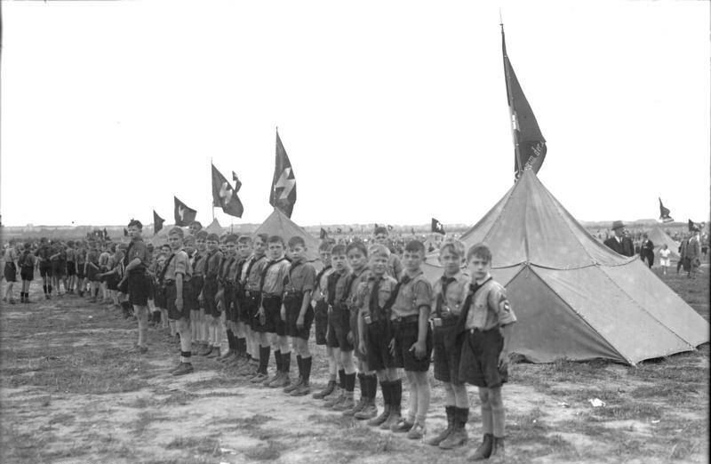 Hitler Youth camp at the Tempelhof Field in Berlin, Germany, 10 Jun 1934.