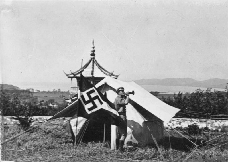 Hitler Youth trumpeter at a camp in Wuxi, Jiangsu, China, 1935.