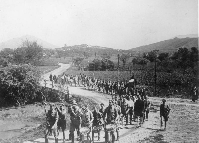 Hitler Youths marching near Shanghai, China, circa 1935.