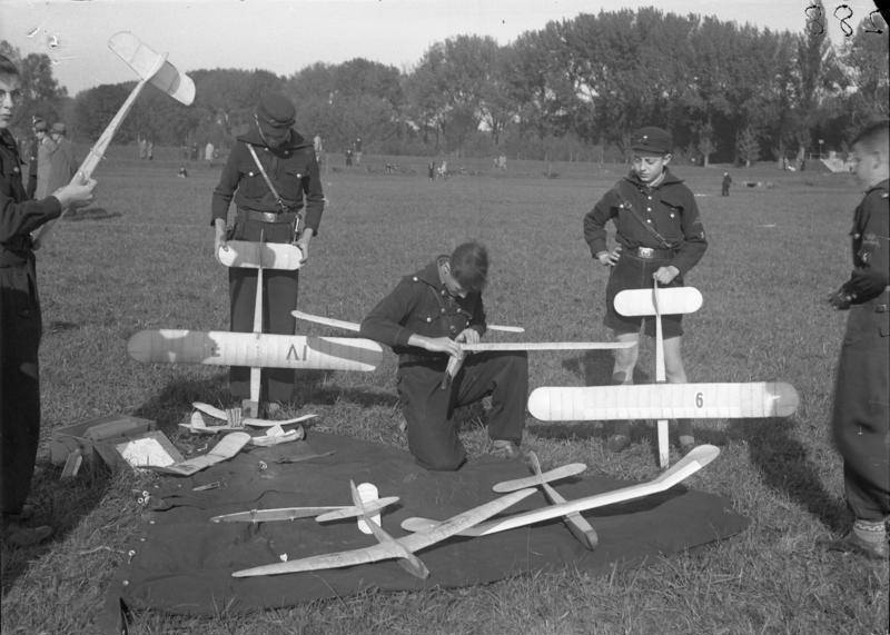 Hitler Youth boys in a homemade glider competition, Worms, Germany, 1938