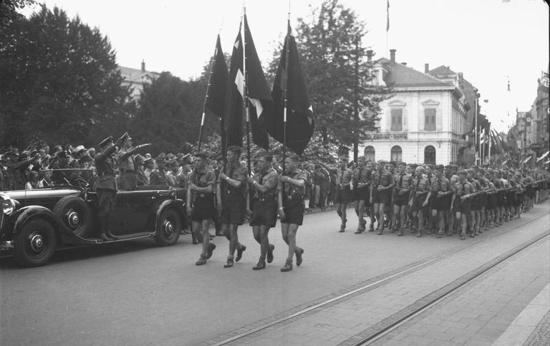 Hitler Youth boys marching, Worms, Germany, 1938