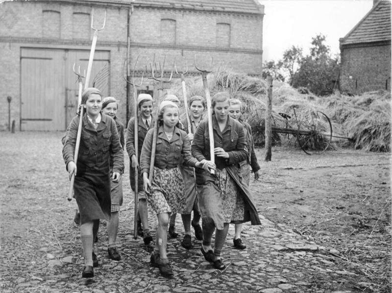 Members of the League of German Girls on farming duty, Sep 1939.