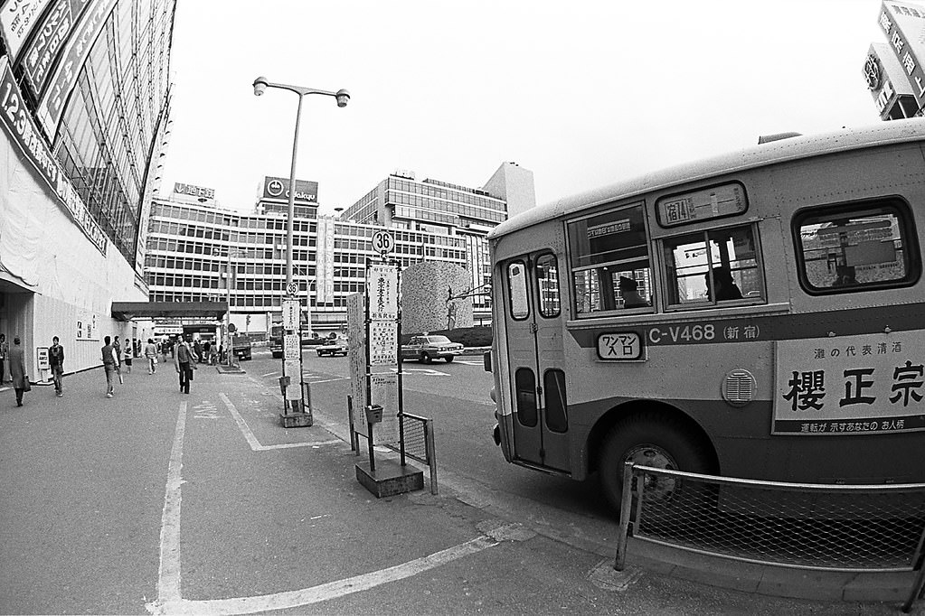 Around Shinjuku Station West Exit, Tokyo Metropolis, Japan. 1980.