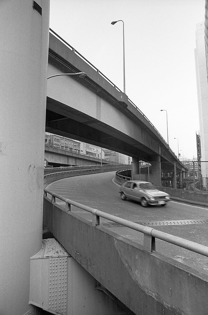 Shuto Expressway (Metropolitan Expressway) around Nihonbashi, Chuo City, Tokyo Metropolis, Japan. 1980.