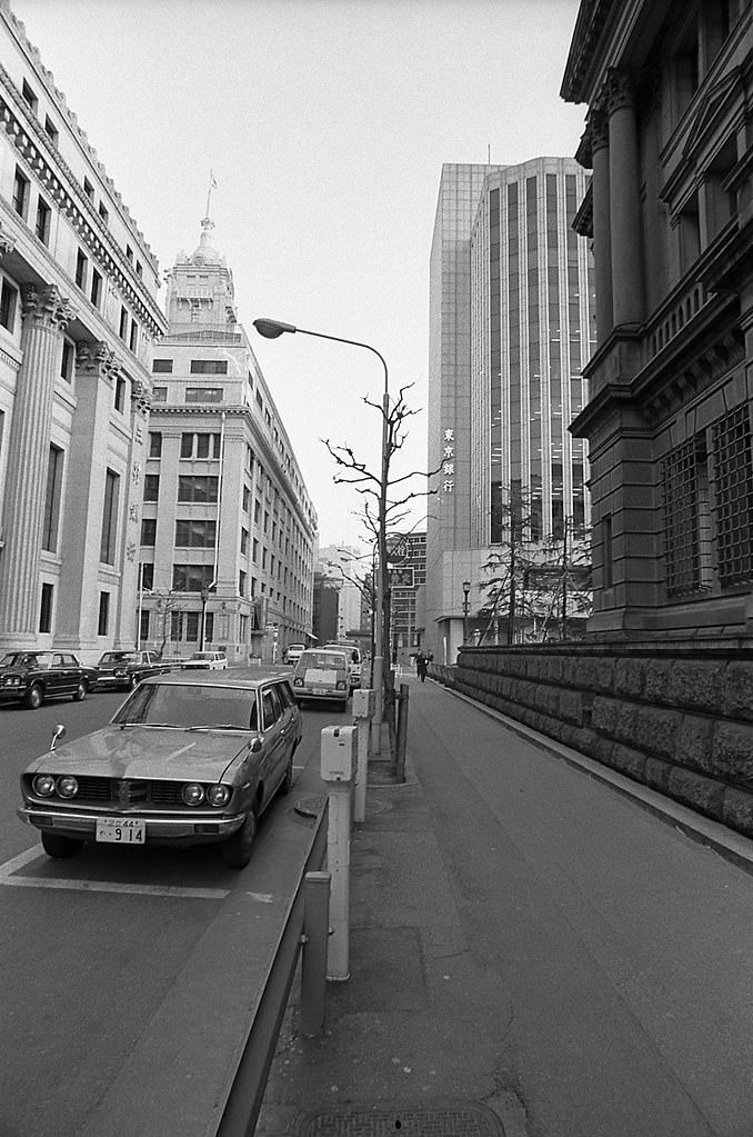 Bank Street around Nihonbashi, Chuo City, Tokyo Metropolis, Japan. 1980.