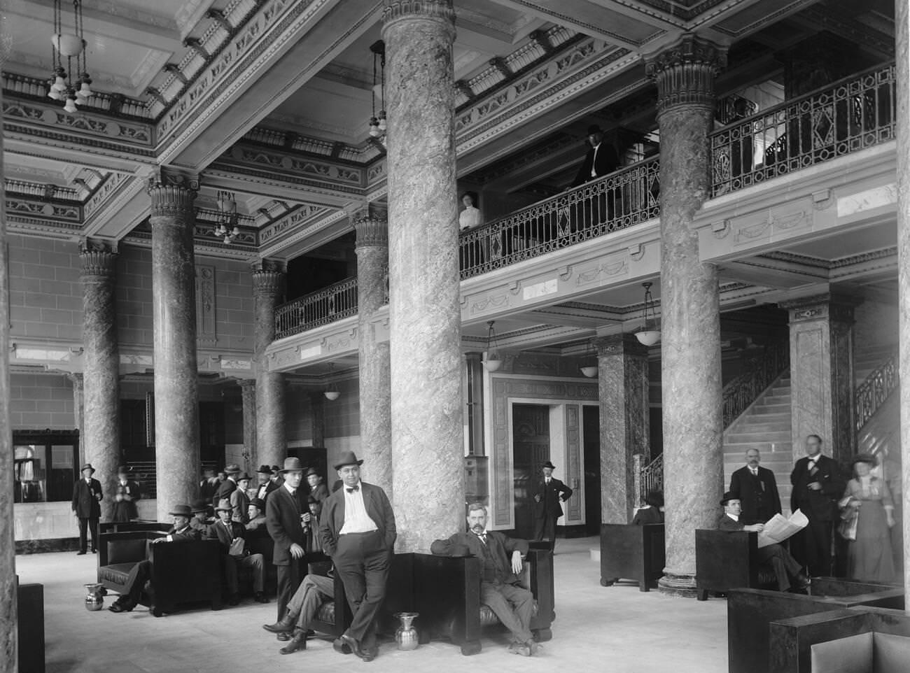 Portrait of a Group of Men in Hotel Lobby, Murphy's Hotel, Richmond, Virginia, 1910