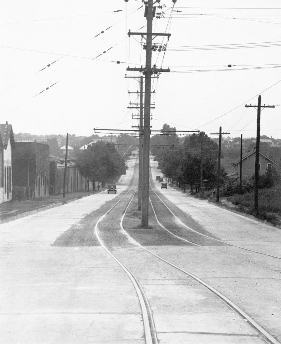 Semmes Avenue and the streetcar tracks that the Virginia Electric and Power Co. proposed to remove if the Richmond City Council allowed it, 1933.