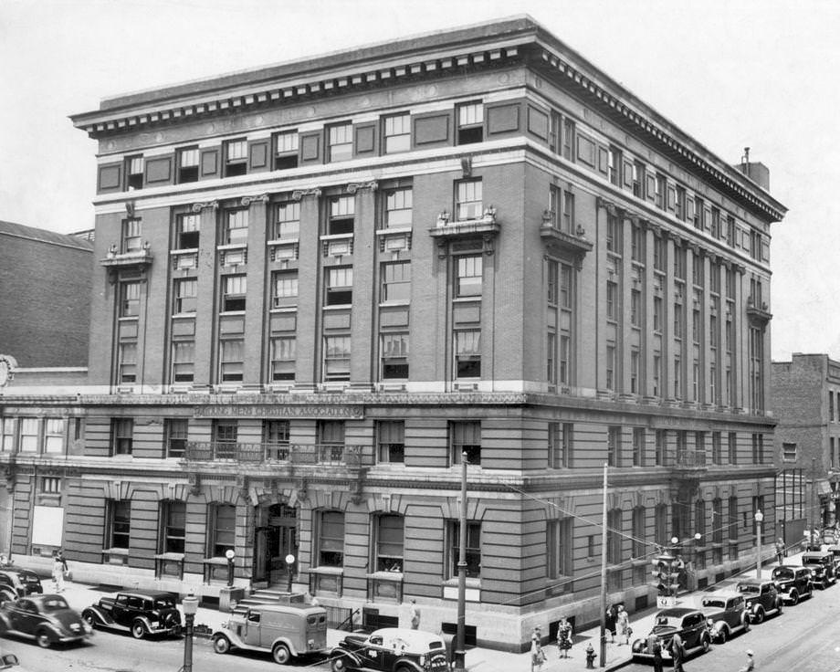 The old YMCA building at Seventh and Grace streets in downtown Richmond, 1938.
