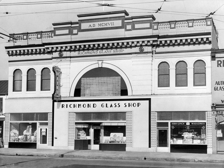 Richmond Glass Shop had a new home at 814 W. Broad St., site of the old Ashland Railway Station, 1938.