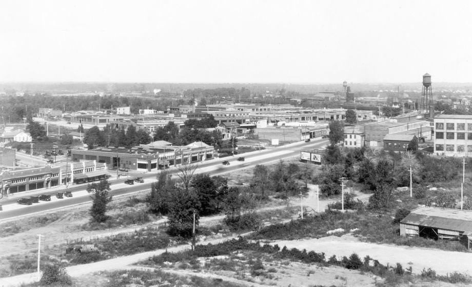 View from Southern Biscuit Company looking northwest and across Boulevard, 1930