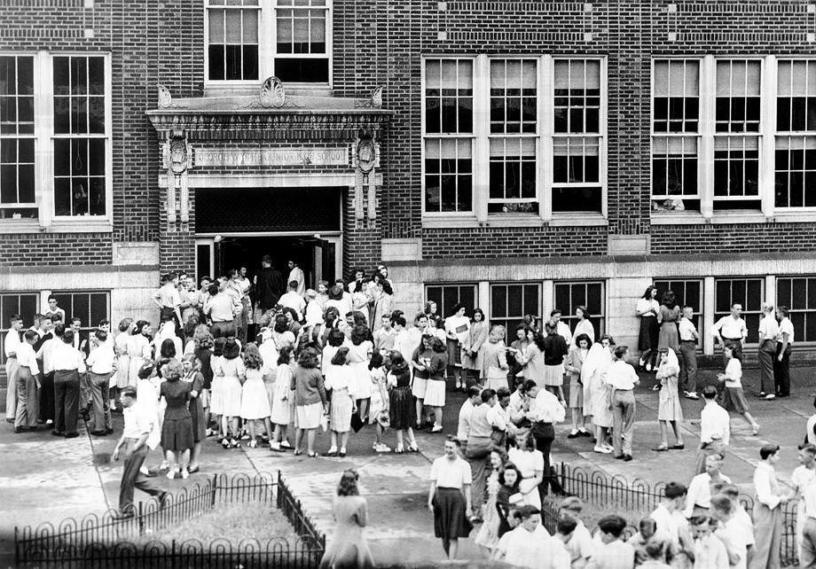 The sound of the bell summoned students to George Wythe School in Richmond on the first day of class, 1945.