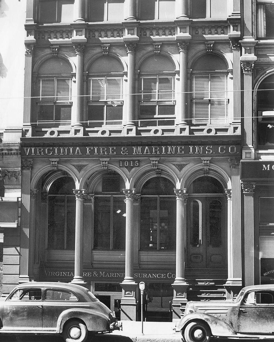 The Virginia Fire & Marine Insurance Co. building at 1015 Main St. downtown, 1947.