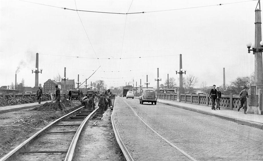 The Mayo Bridge in downtown Richmond underwent a two-month repaving project, 1941.