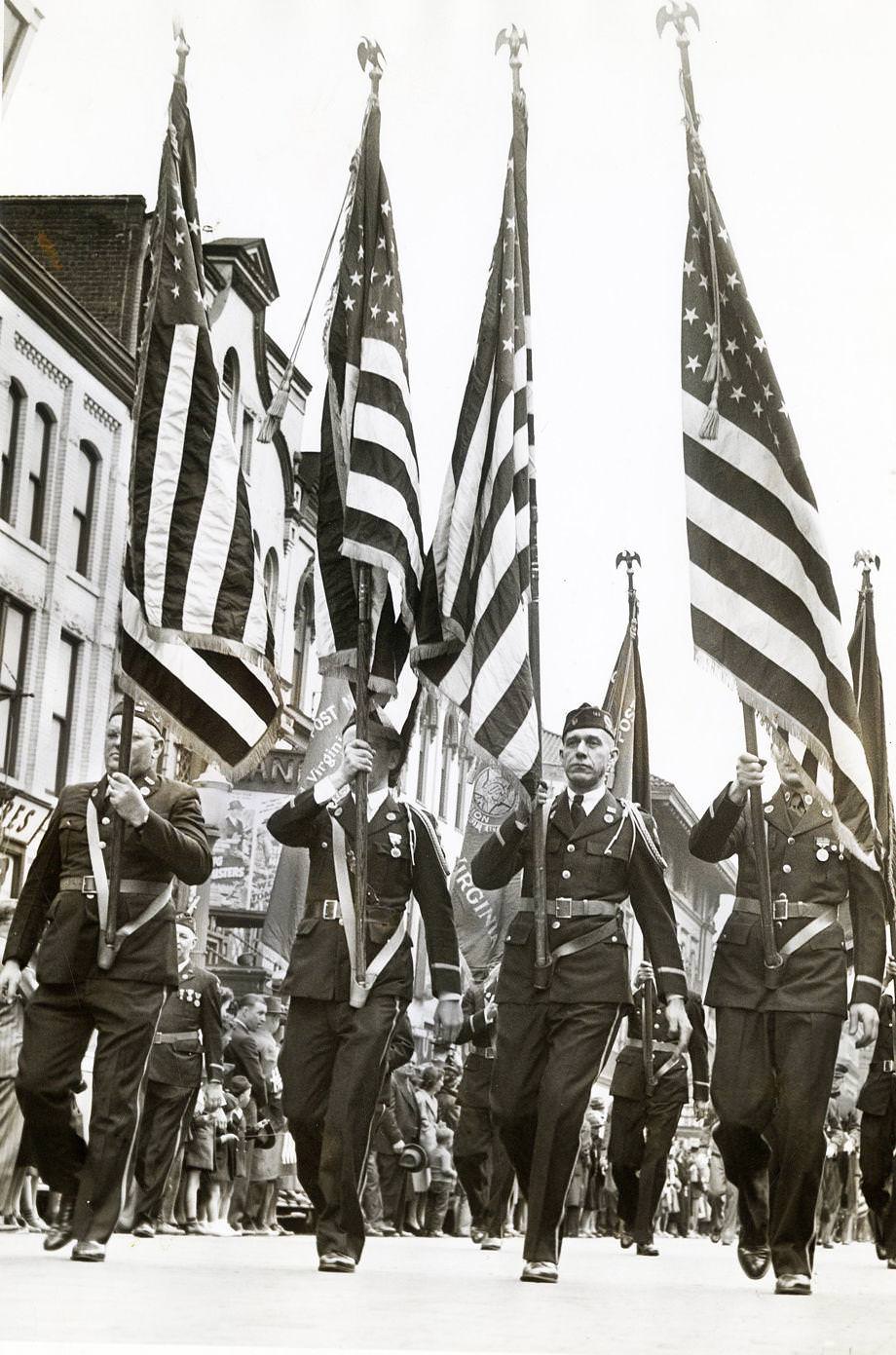 Richmond staged its first parade since the United States entered World War II