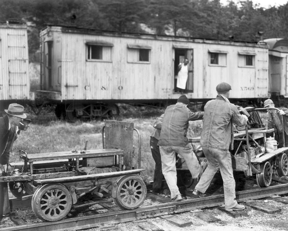 The Richmond News Leader published a photo essay titled “Working … on the railroad,” which featured laborers on the Chesapeake & Ohio Railway, 1940.