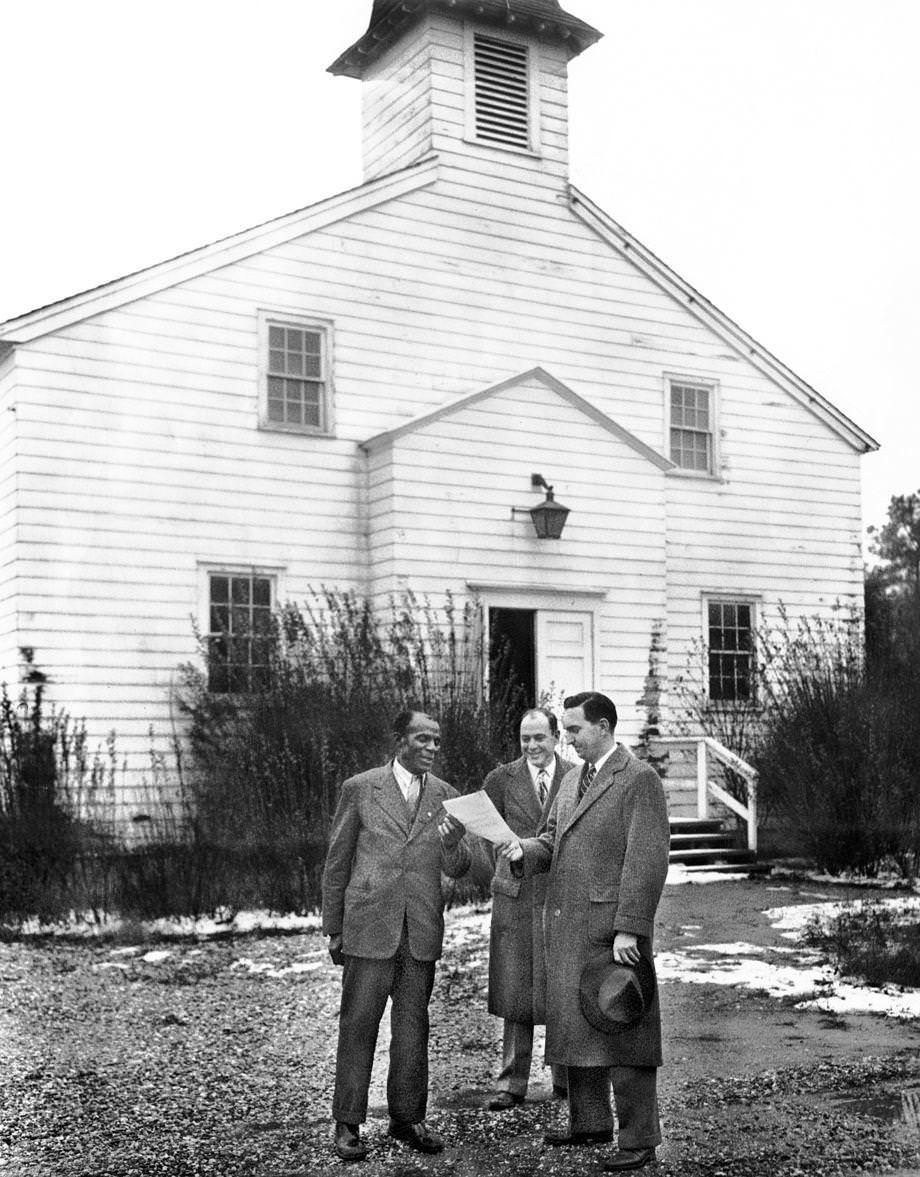 Timothy Byrum, lay pastor of Seven Pines Baptist Church, purchased a chapel on the Richmond Army Air Base from the War Assets Administration for $750, 1947.