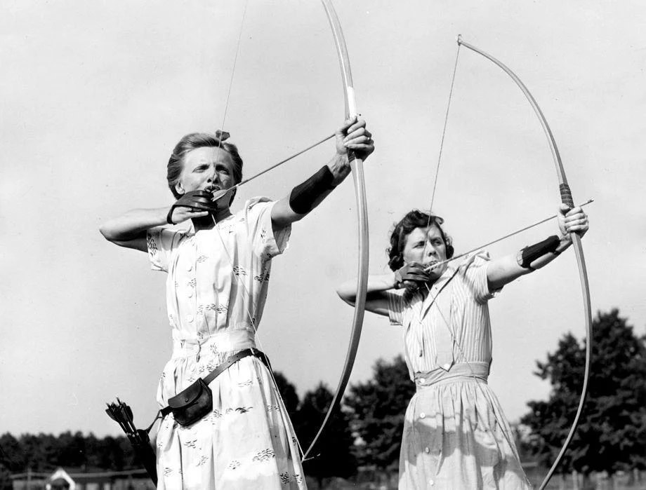 Elwyn Major (left) and Virgie Gentry of Richmond practiced archery, a sport that was attracting more interest from females, 1941