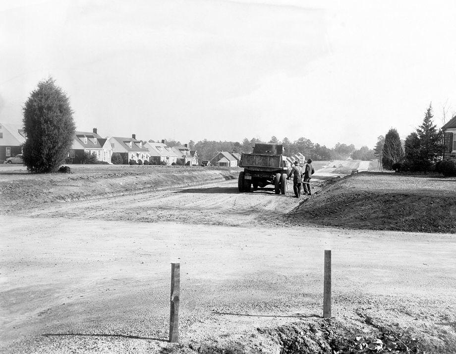 The truck was occupying what used to be the front yard of a house in the 6500 block, 1951.