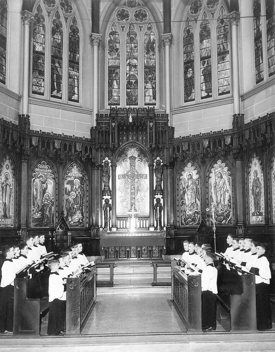 The boys choir sang in All Saints Episcopal Church, which was then on West Franklin Street, 1954.