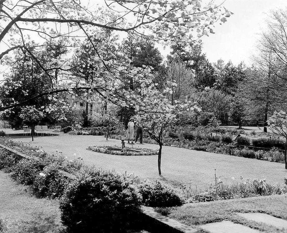 A couple strolled through the gardens at Shooters Hill in Goochland County.