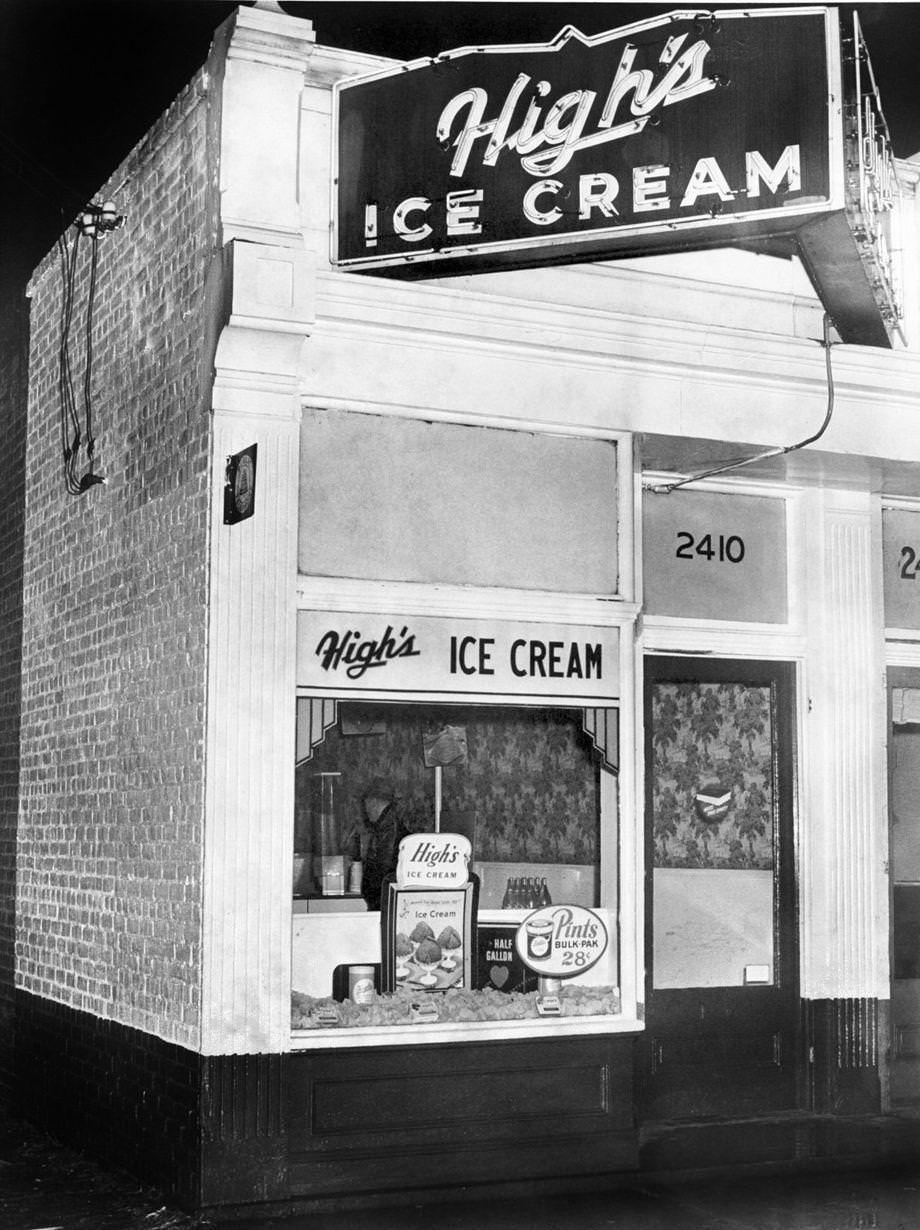 The High's Ice Cream store at 2410 E. Broad St. High's operated a number of stores in Richmond and had a plant on West Broad Street - its opening-day special in 1932 was buy one Big Cone for 5 cents, get the second free, 1952.