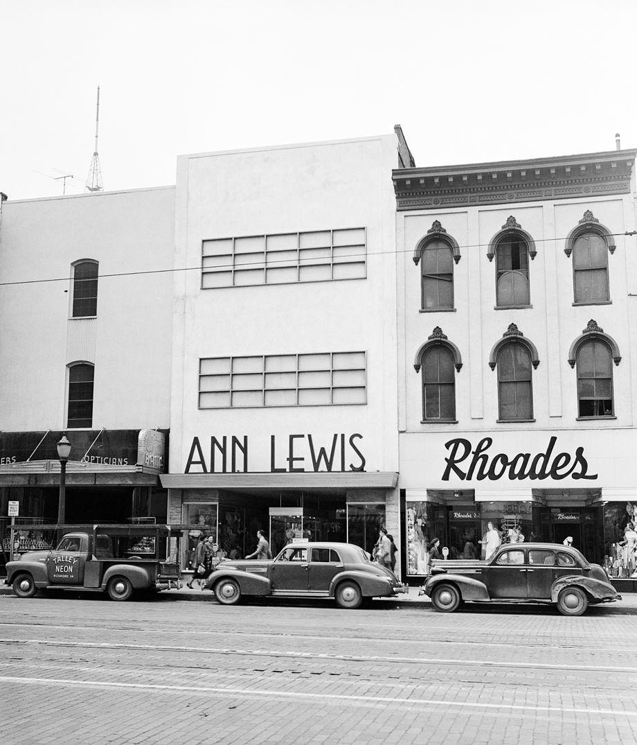 The Ann Lewis women’s clothing store at 309 E. Broad St. in downtown Richmond, 1951. That year, fall suits were on sale for $11, and dresses for only $5.44.