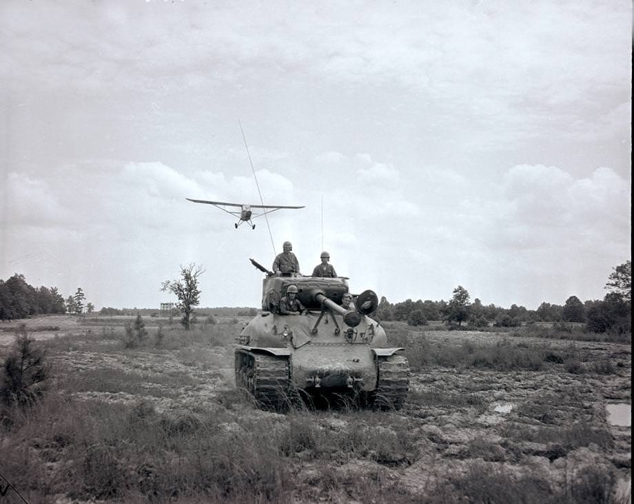 The 176th Infantry of the Virginia National Guard was training at Camp Pickett in preparation for possible duty in Korea, 1950.