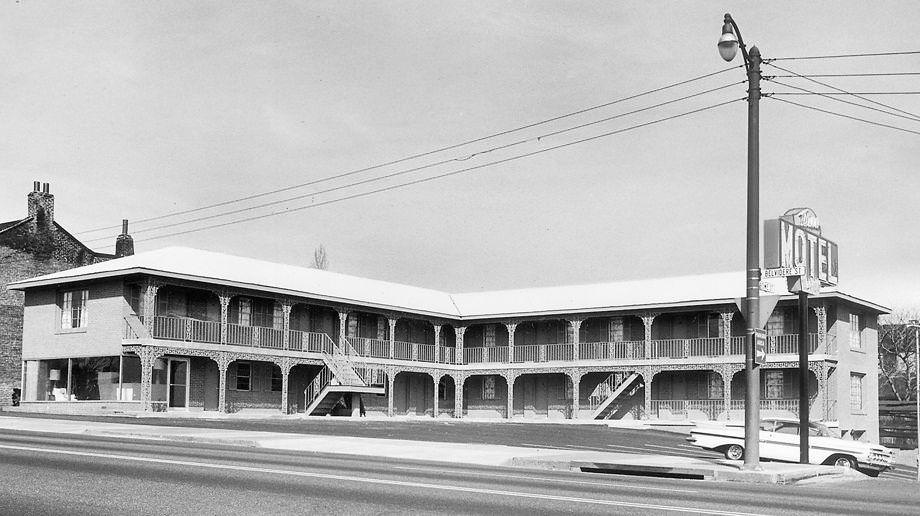The Town Motel had just opened at Belvidere and Rowe streets near the Virginia War Memorial in Richmond, 1959.