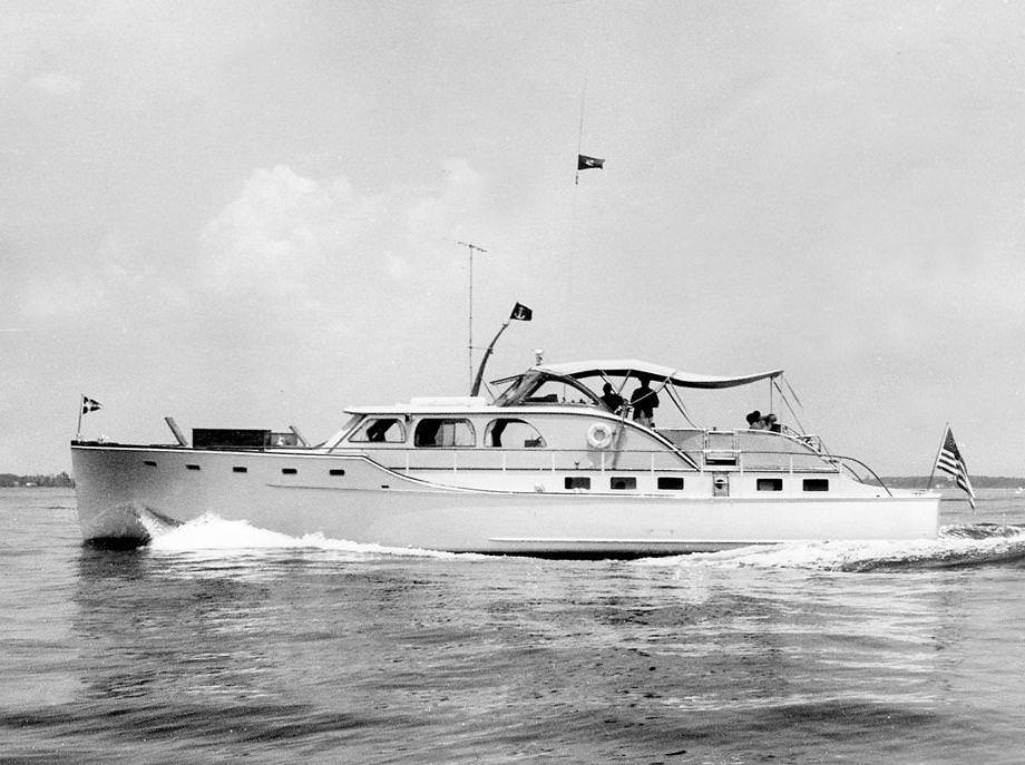 George Richardson of Richmond glided along the Rappahannock River in his yacht, Hummingbird, 1958.