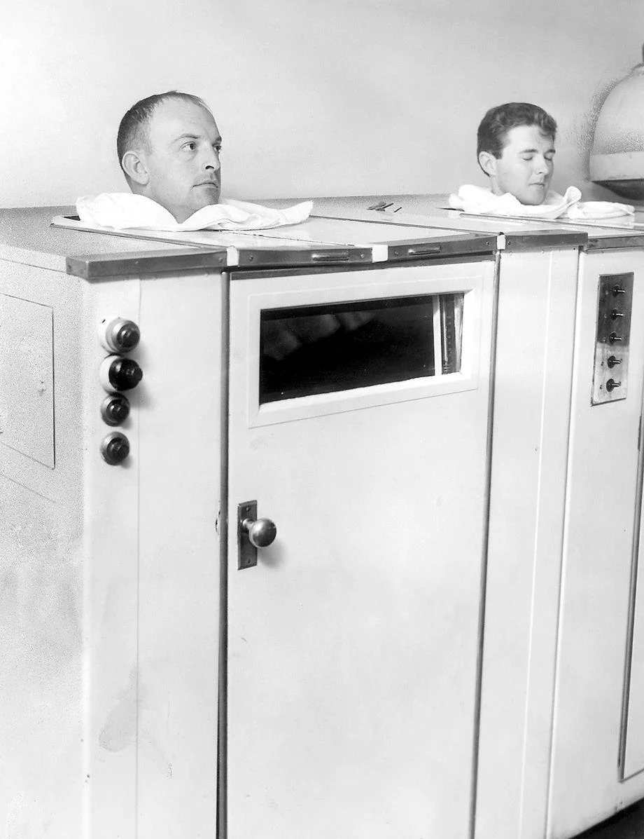 Melvin Doggett (left) and Jeff Martin sought relief from the summer heat … by getting even hotter, 1954