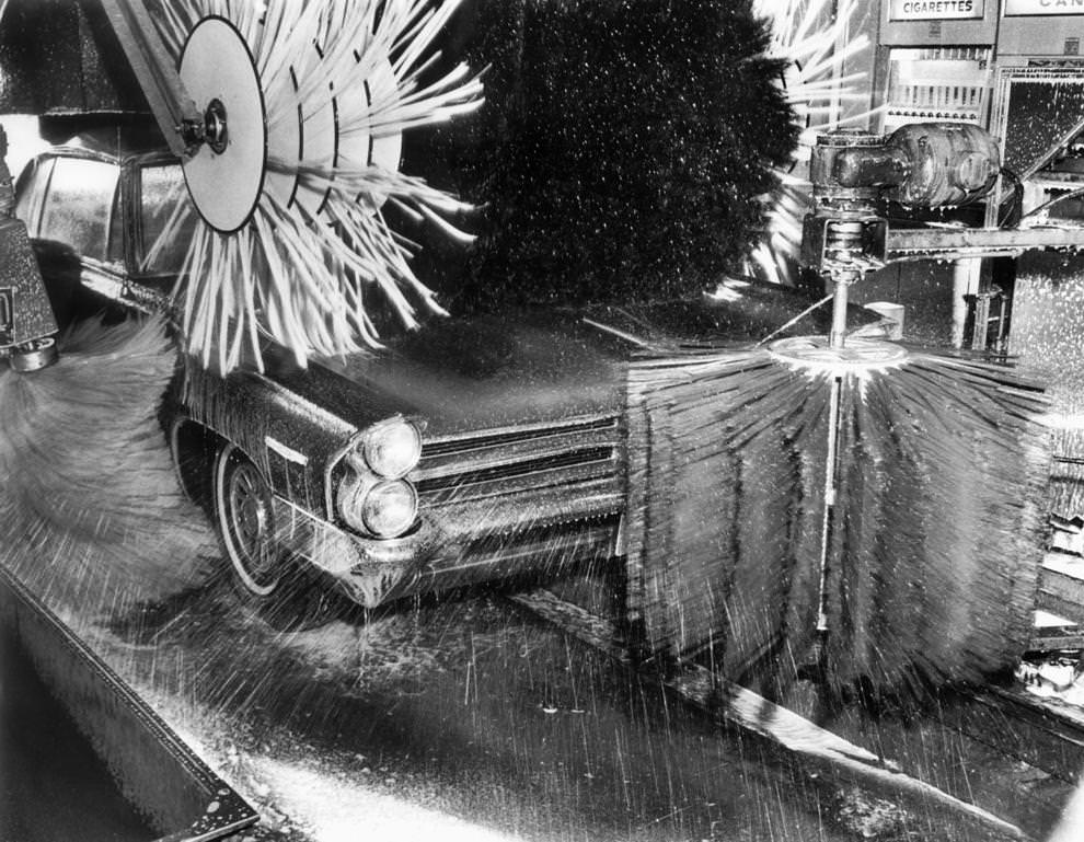 A vehicle got a thorough cleaning at 2900 Car Wash on Chamberlayne Avenue in Richmond, 1968.