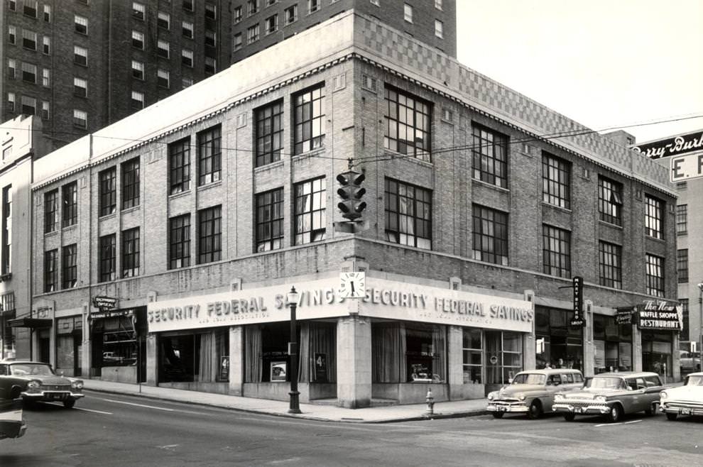 The Security Federal Savings and Loan Association building at Sixth and Franklin streets downtown was acquired by the owners of the adjoining Hotel John Marshall, 1960.