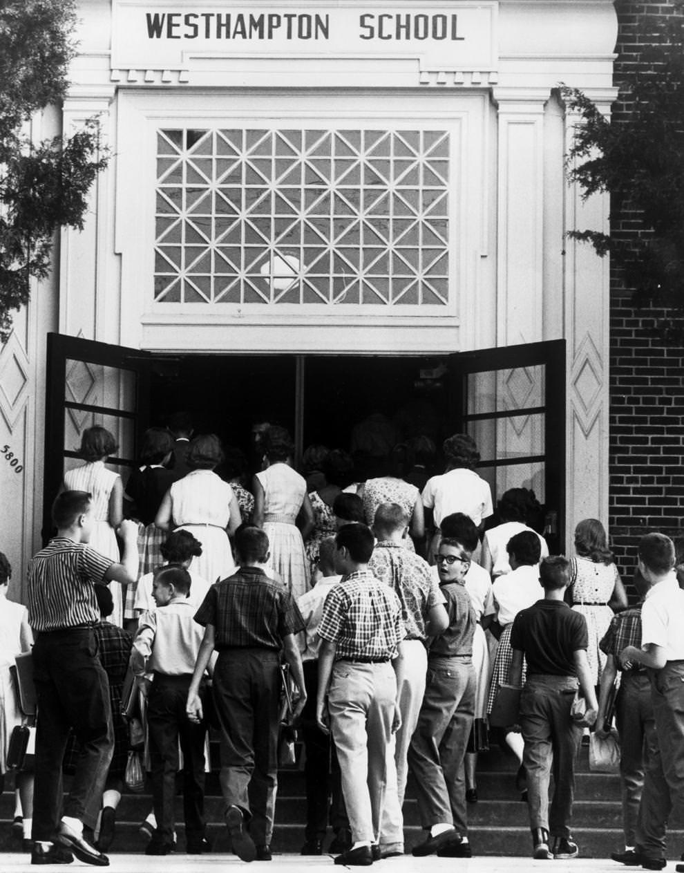 Students entered Westhampton School in Richmond, 1961.