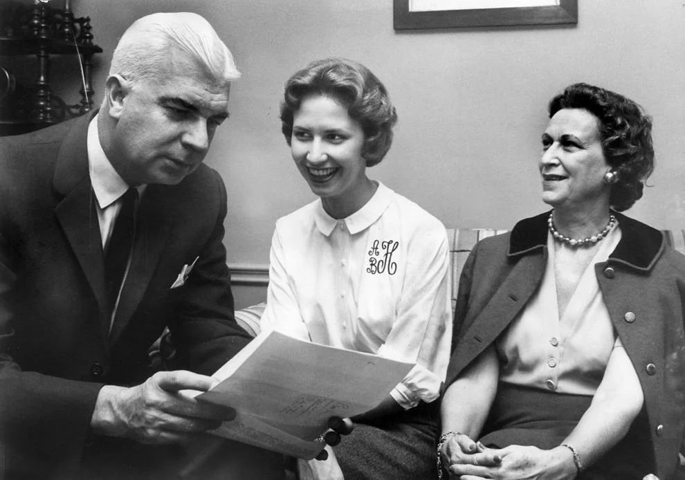 Gov.-elect Albertis S. Harrison Jr. sat with wife Lacey (right) and daughter Toni, 1961.