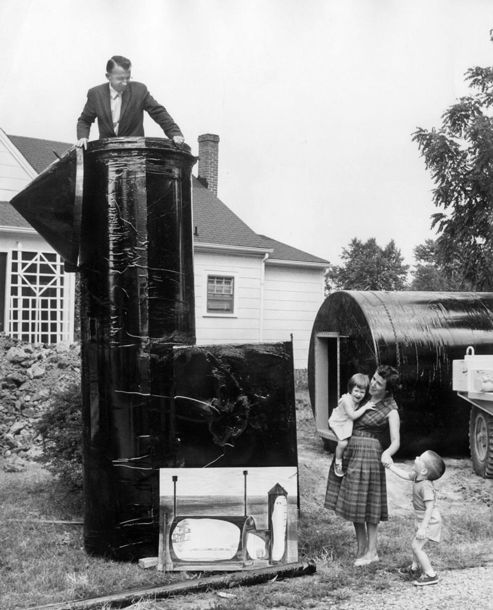The Schellenberg family of Highland Springs prepared to have a bomb shelter installed in their yard, one of Virginia’s first privately owned radiation fallout shelters, 1960.