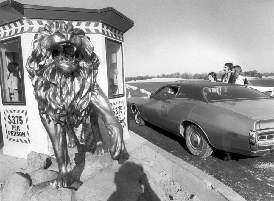 The Lion Country Safari opened as the first part of the Kings Dominion amusement complex near Doswell, 1974.
