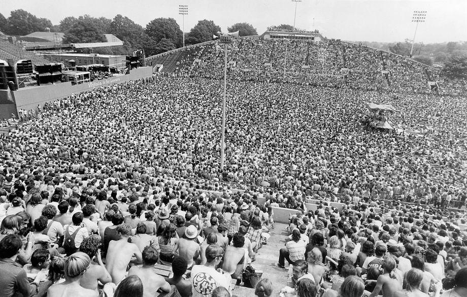 Foreman Field at Old Dominion University in Norfolk was packed with about 33,000 music fans for a Crosby, Stills, Nash & Young concert, 1974.