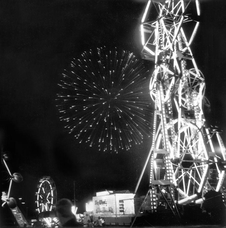 Fireworks illuminated the sky at the Southside Virginia Fair in Petersburg, which was the state’s second-largest fair, 1973.