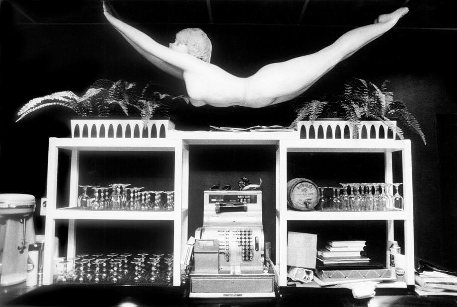 The front counter in Roaring Twenties, a new restaurant and nightclub on state Route 10 in the Hopewell area, 1973.