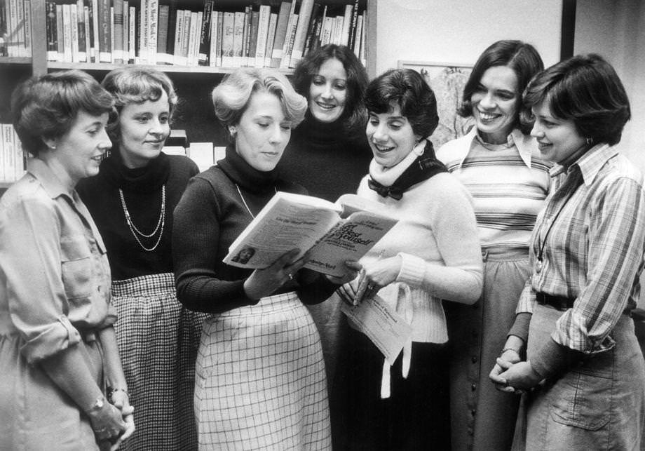 Staff of the Women’s Resource Center conferred in their office at the University of Richmond. The center, which opened in 1976, assisted women with career preparation, education opportunities and life planning.