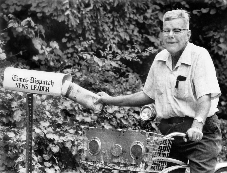 Arthur Hargrove Jr., a Times-Dispatch carrier in the Glen Allen area, delivered one of his final papers, 1978.