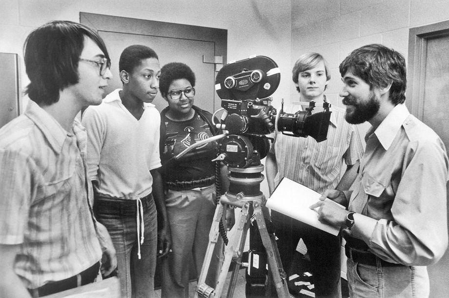 Students from Huguenot High School in Richmond worked with director Dave Anderson on a public television series called “As We See It.”, 1978